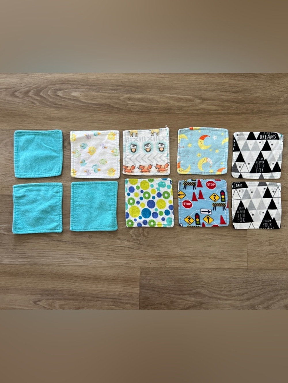 Reusable Cotton Flannel Baby Cloth Wipes Assorted Set of 10